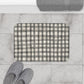 Grey And Cream Loose Checker Plaid Floral Bath Mat