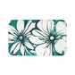 Turquoise And White Graphic Floral Bath Mat