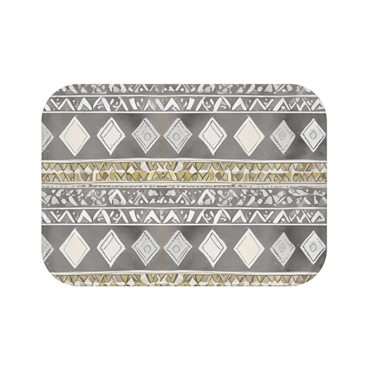 Diamond Aztec Grey And Sand Bath Mat