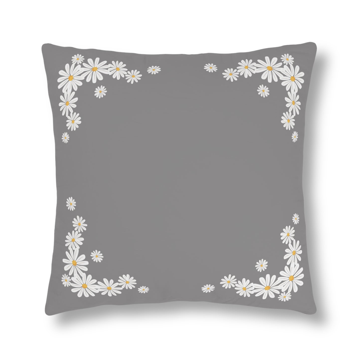 Daisy Border In Grey, Indoor/Outdoor Waterproof Pillow