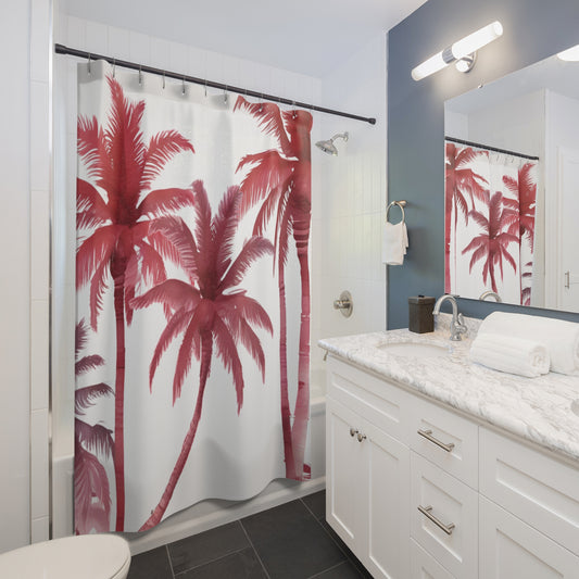 Red And Purple Palm Tree Tropical Shower Curtain