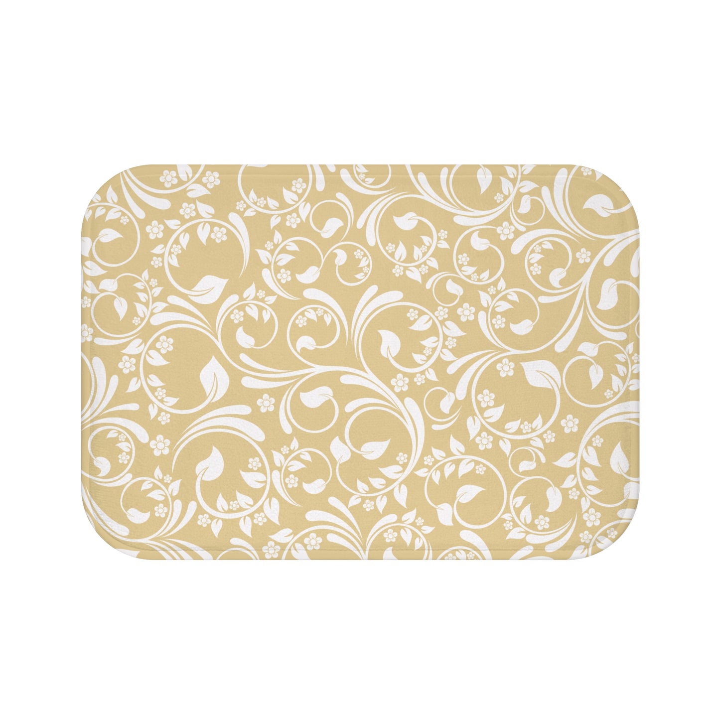 Gold And Cream Ornate Vine Floral Bath Mat