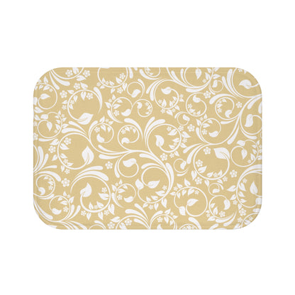 Gold And Cream Ornate Vine Floral Bath Mat