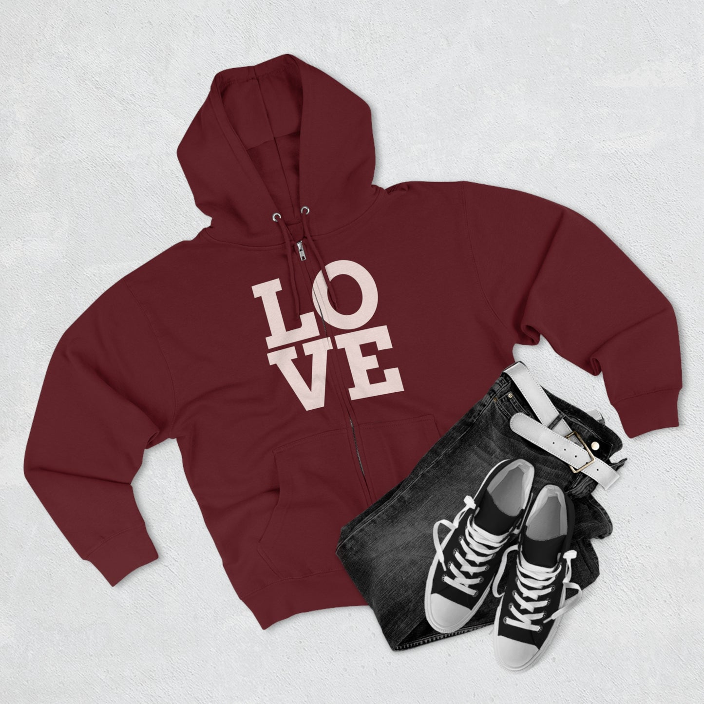 LOVE, Premium Full Zip-Up Hoodie  (Available In Other Colors)