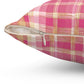 Pink And Gold Plaid Decorative Throw Pillow