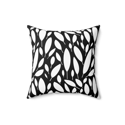 Black And White Modern Leaf Decorative Throw Pillow