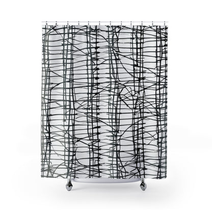 Modern Line Black And Cloud Grey Shower Curtain