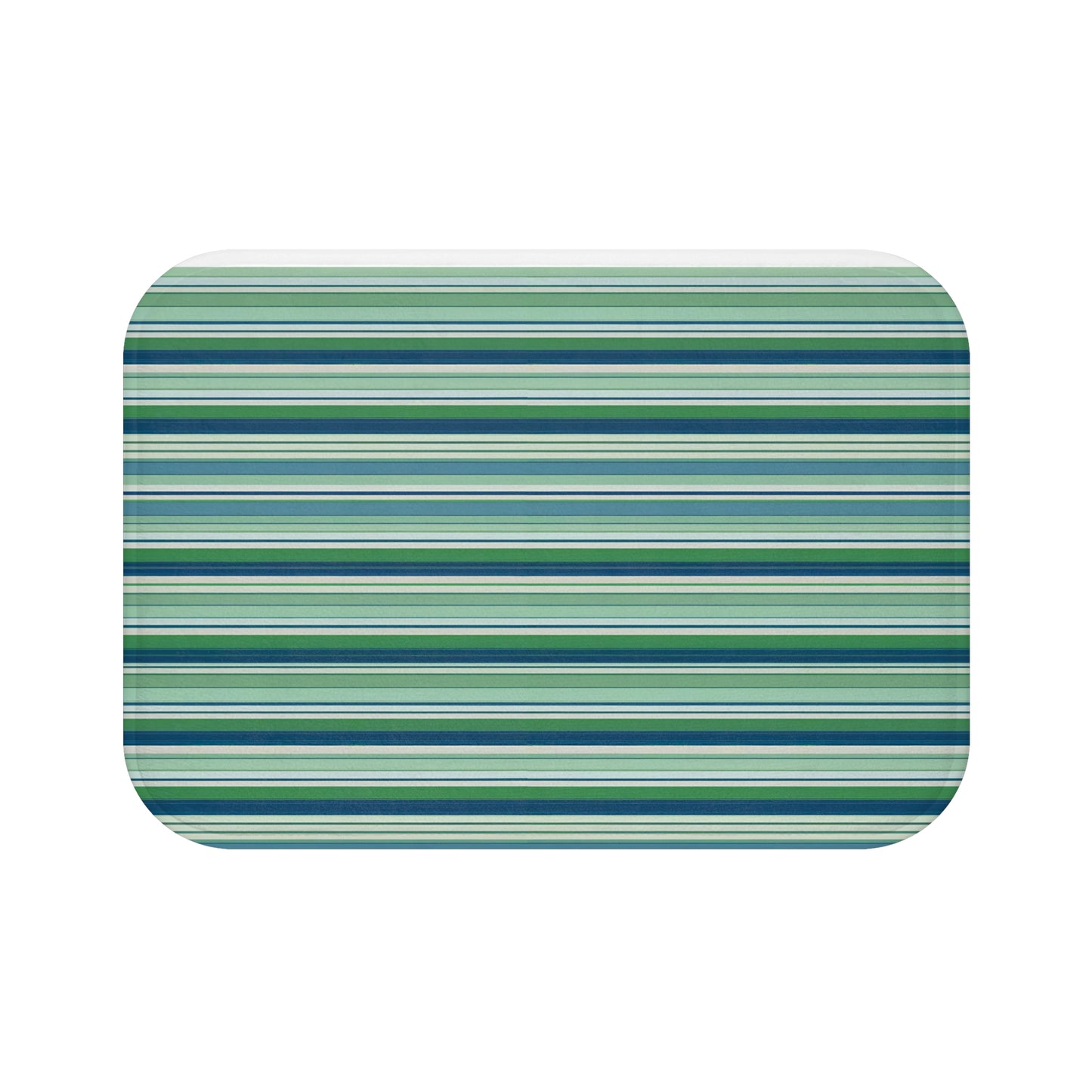 Blue Green Striped Bath Mat