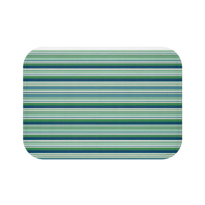 Blue Green Striped Bath Mat