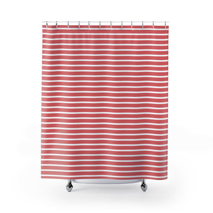 Pink And White Striped Shower Curtain