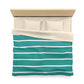 Turquoise And White Thin Stripe Duvet Cover