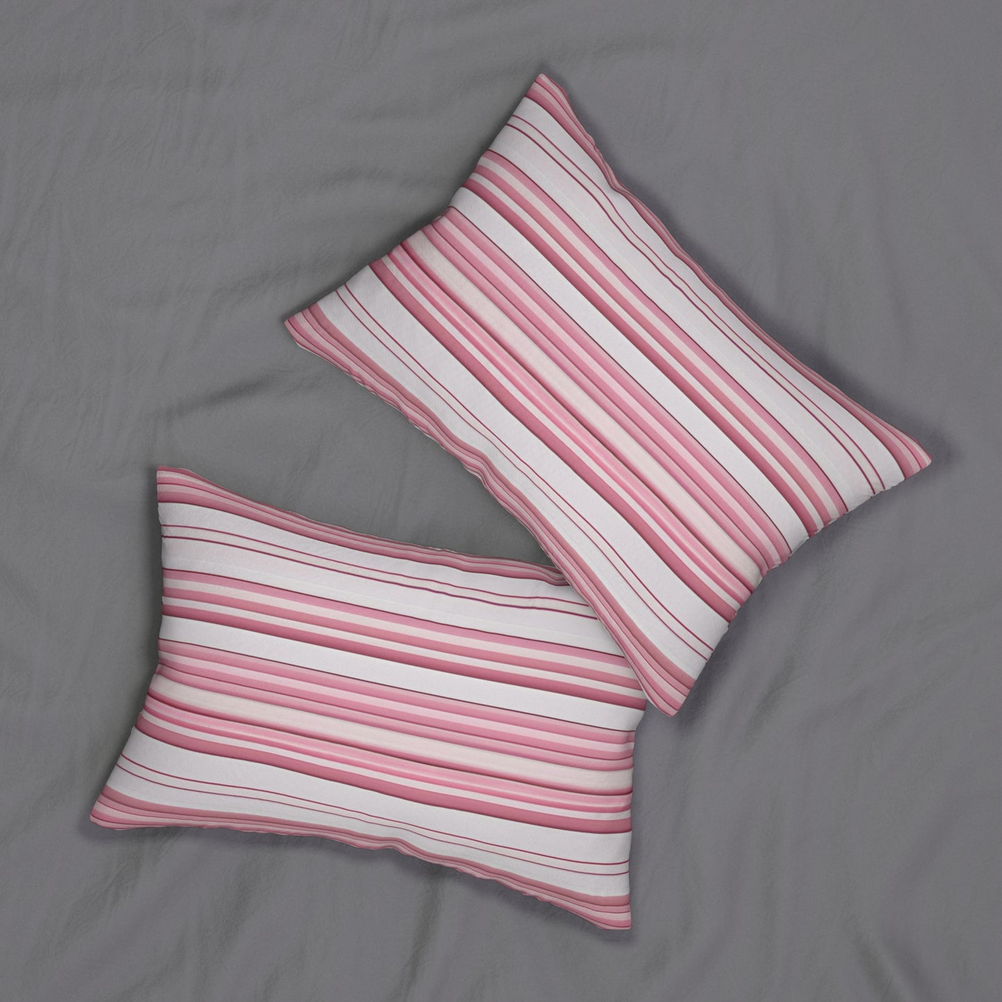 Modern Taupe Grey And Pink Striped Lumbar Pillow