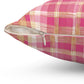 Pink And Gold Plaid Decorative Throw Pillow