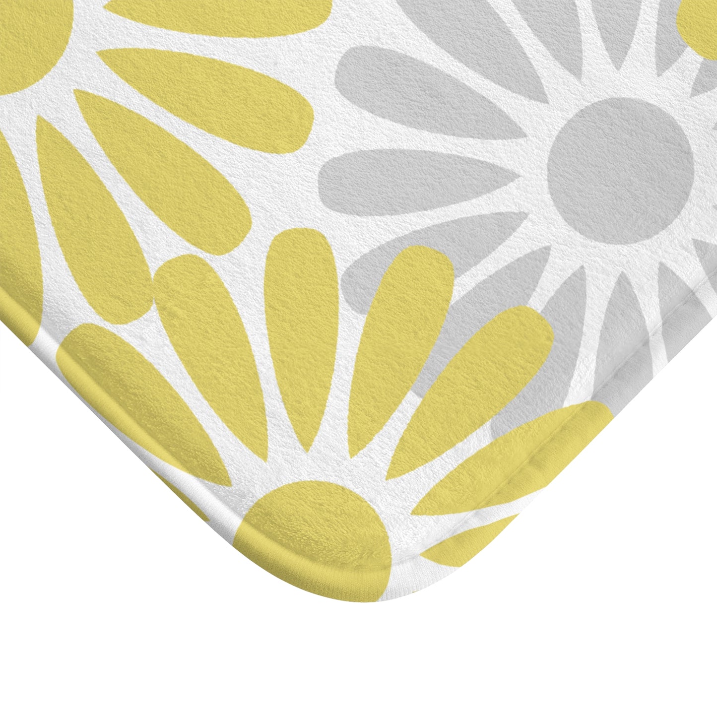 Grey And Yellow Flower Petal Bath Mat