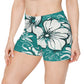 Turquoise And White Floral Cutie Booty Shorts