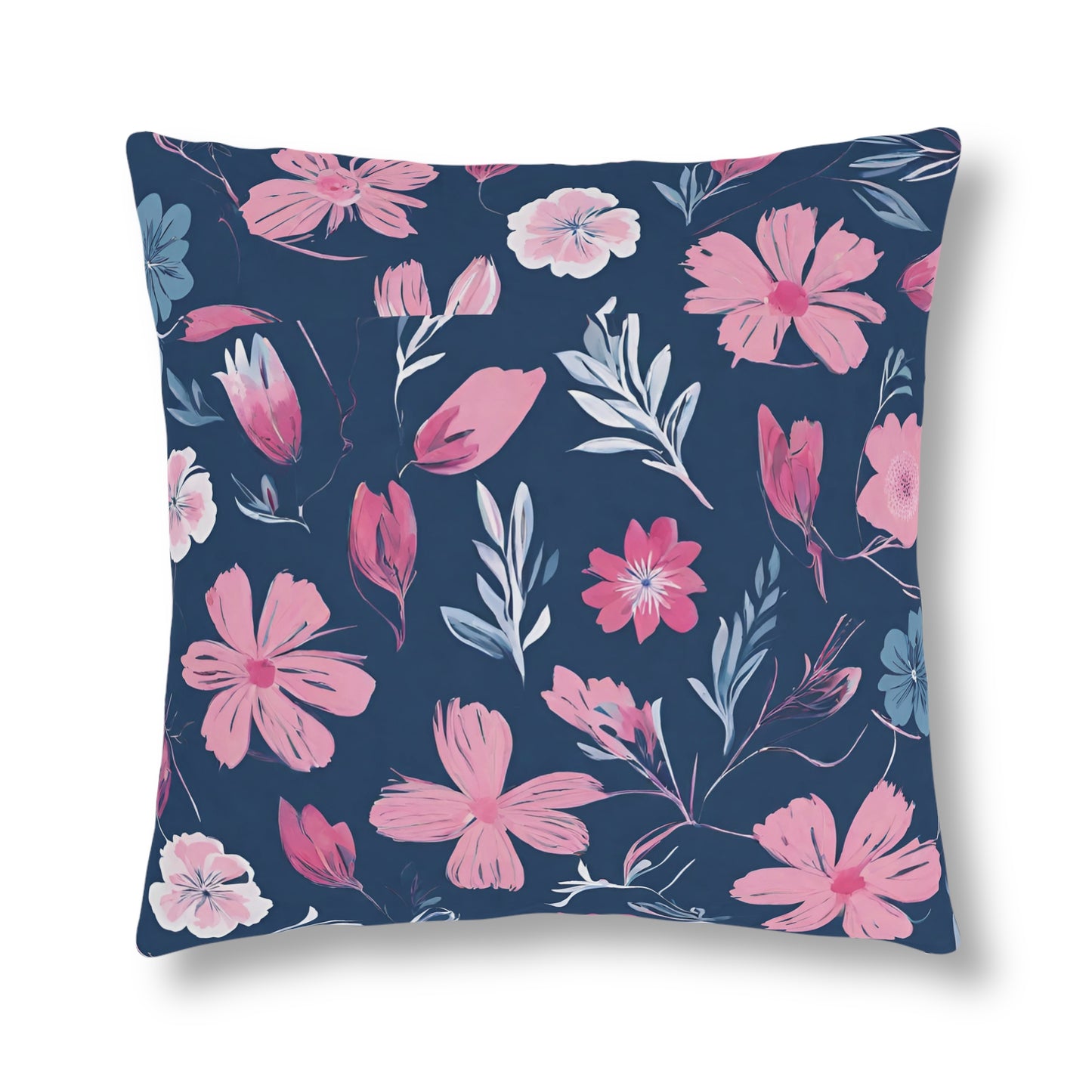 Blue & Pink Floral, Indoor/Outdoor Waterproof Pillow