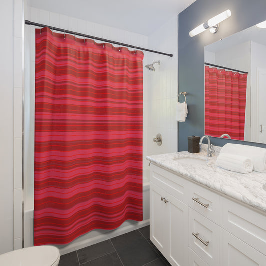 Bold Red And Pink Striped Shower Curtain