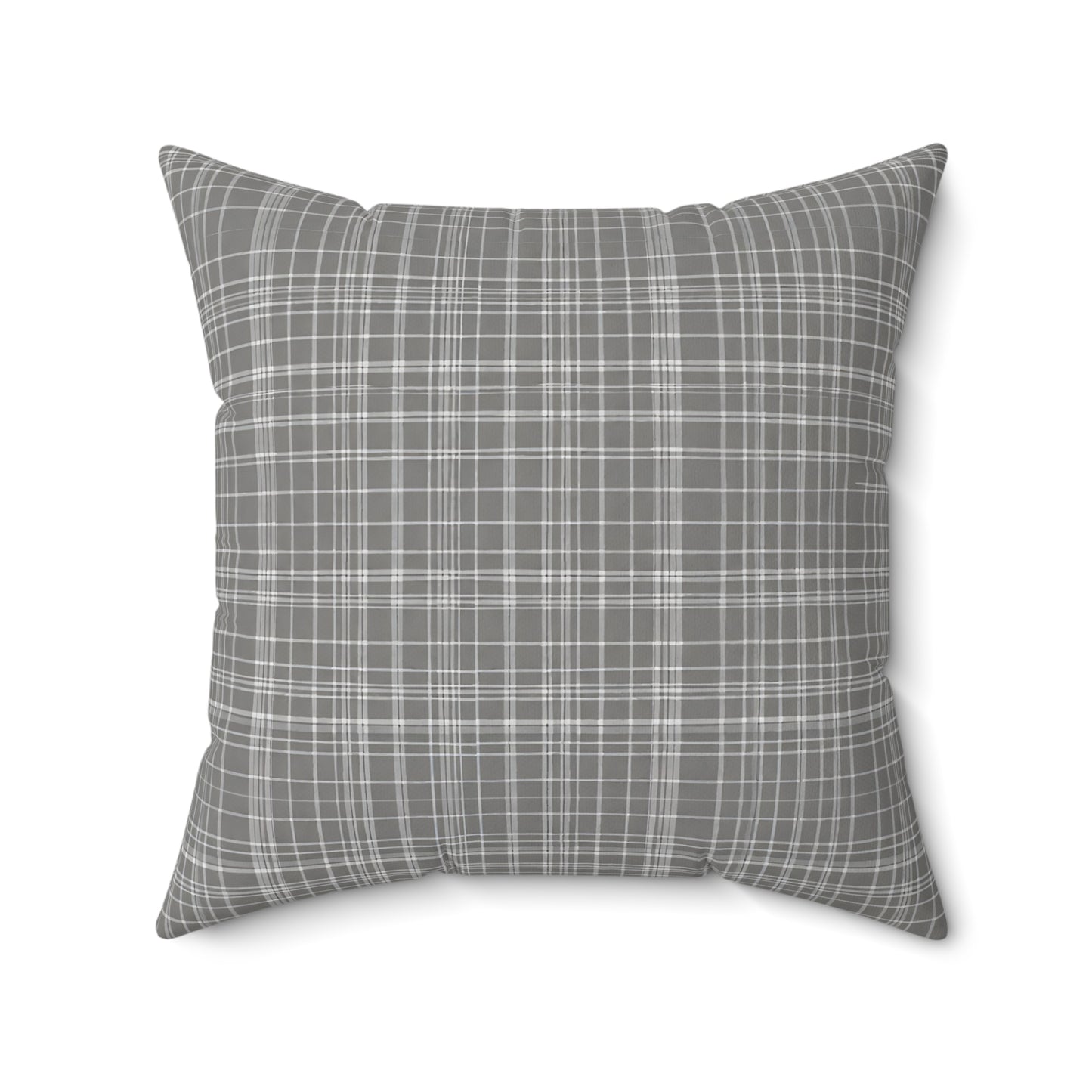 Grey Tight Plaid Decorative Throw Pillow