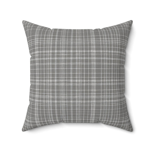 Grey Tight Plaid Decorative Throw Pillow