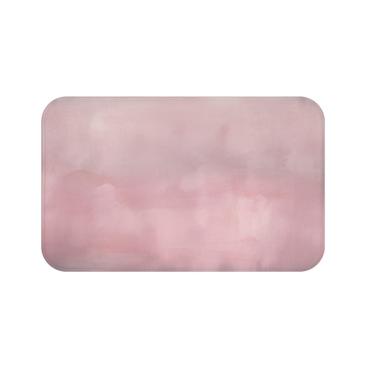 Muted Pink And Grey Watercolor Style Bath Mat