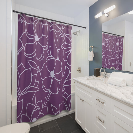 Purple And Light Grey Modern Floral Shower Curtain