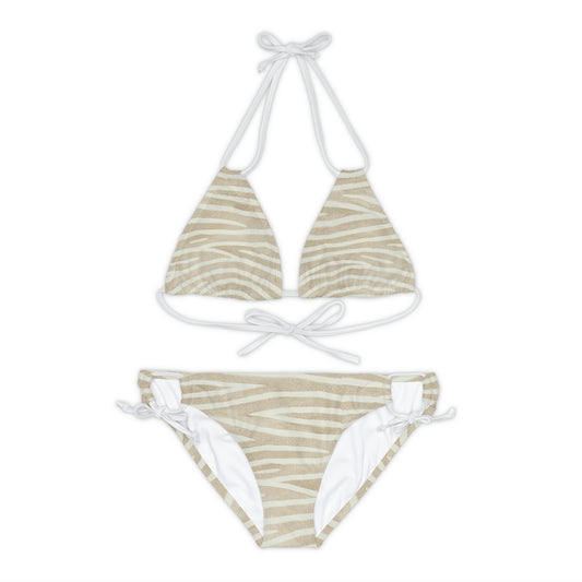 Cream Zebra Two Piece Bikini Set