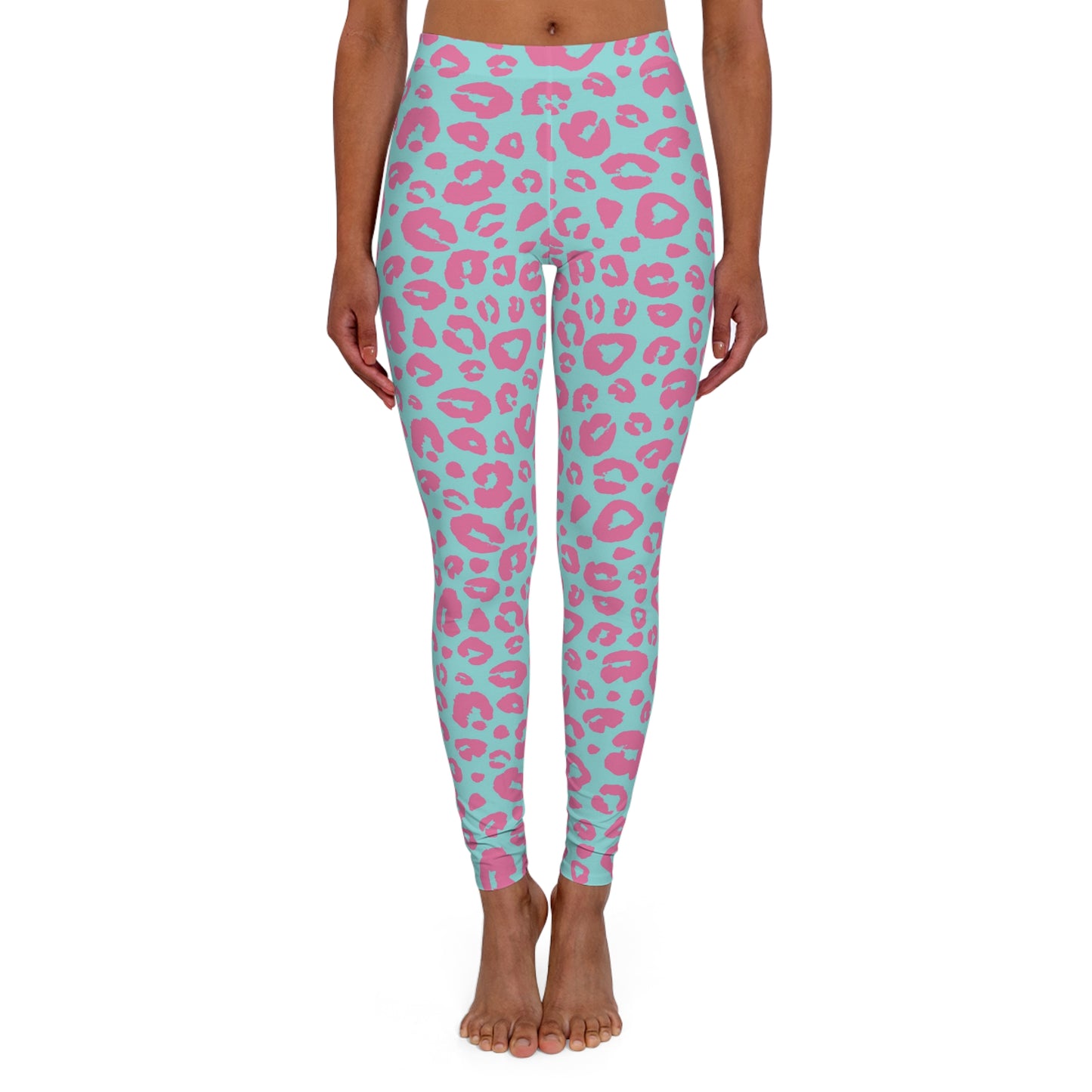 Silky Smooth Turquoise & Pink Leopard, Women's Full-Length Leggings