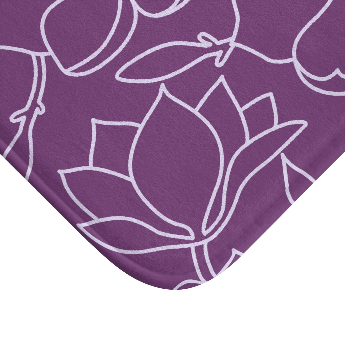 Purple And Light Grey Graphic Floral Bath Mat