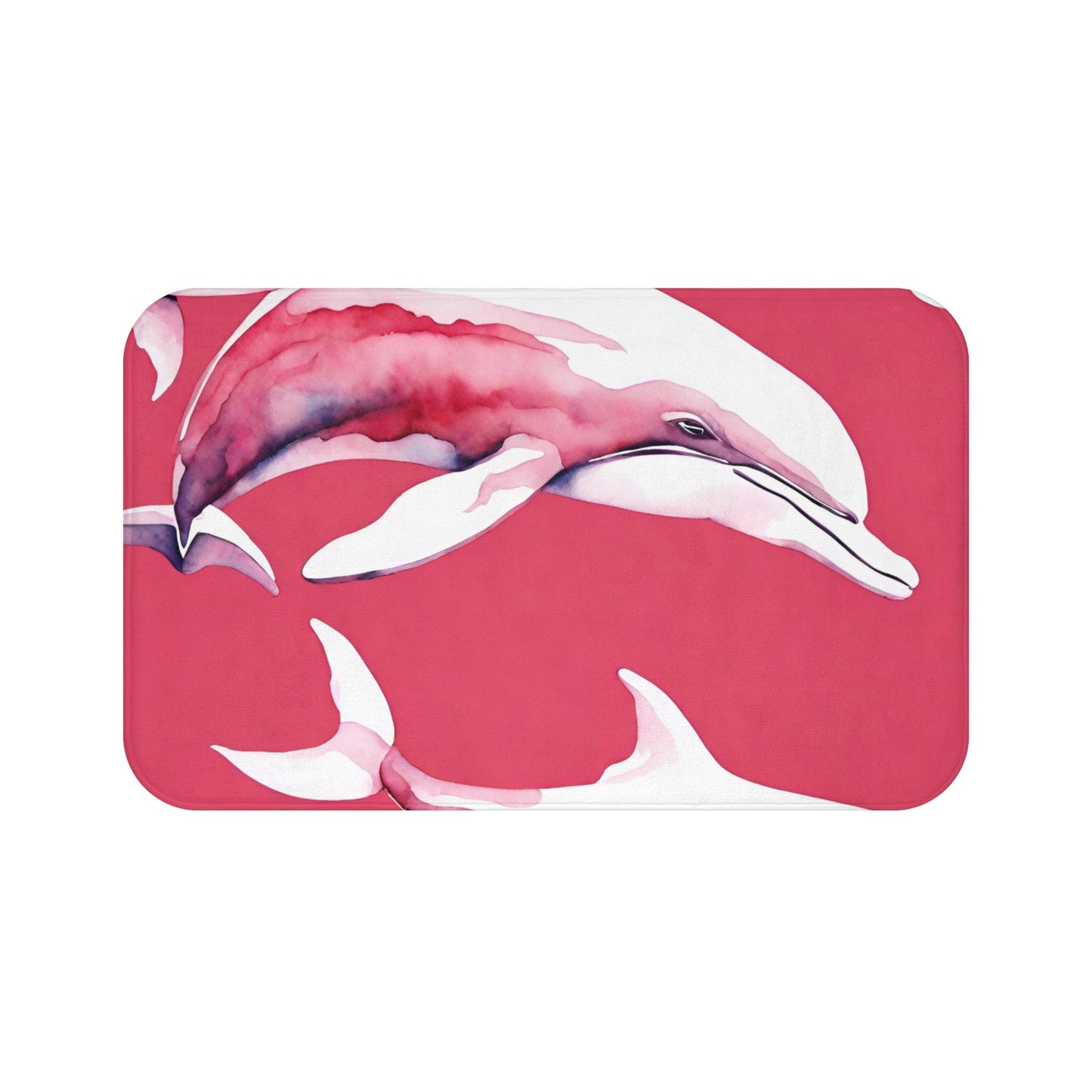 Pink And Purple Watercolor Dolphin Bath Mat