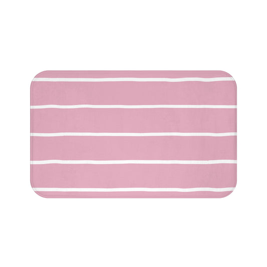 Bloom Pink Organic Flow White Stripe Bath Mat