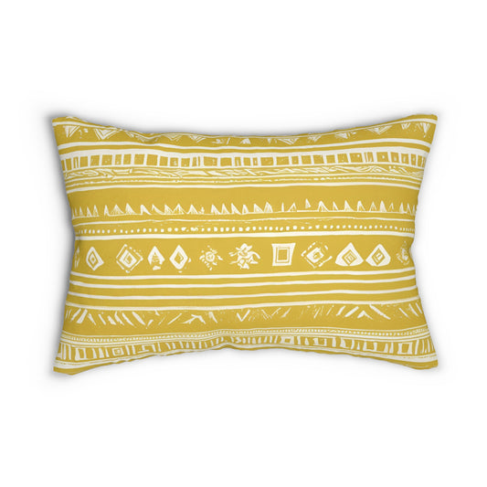 Yellow And White Aztec Lumbar Pillow