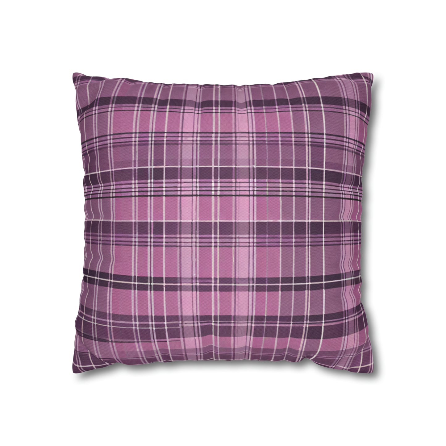 Pink And Purple Plaid Throw Pillow Cover