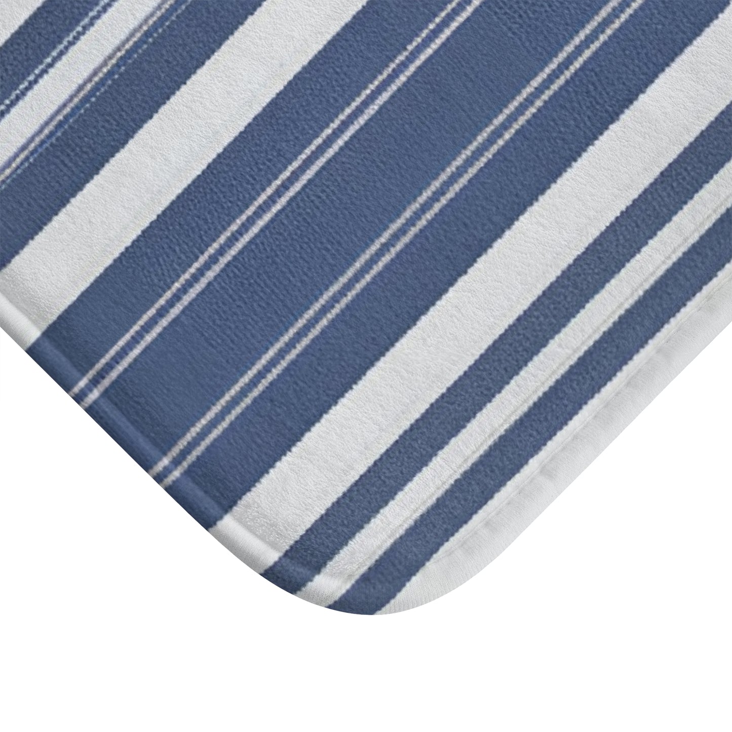 Blue Grey Striped Bath Mat