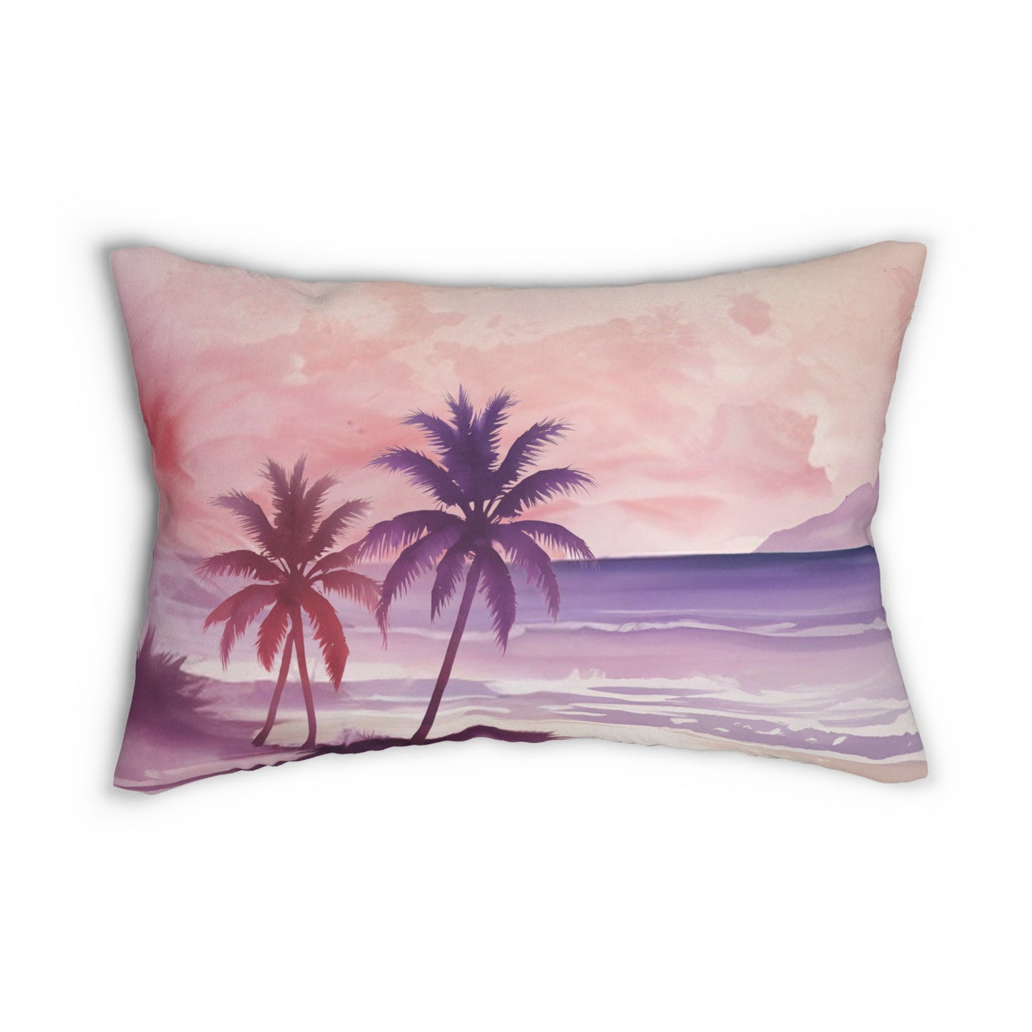 Sunset Paradise Orange And Purple Lumbar Pillow