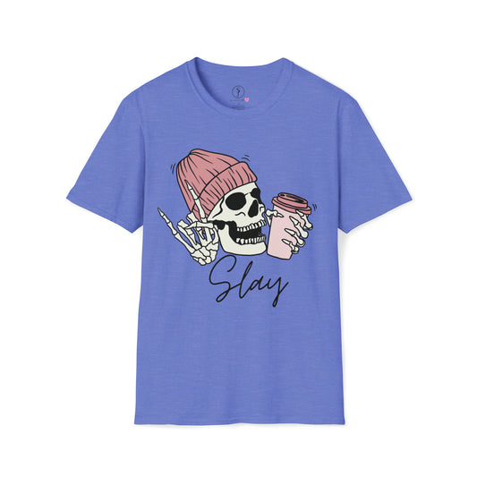 Slay Skull & Coffee, Cotton Tee (Available In Other Colors)