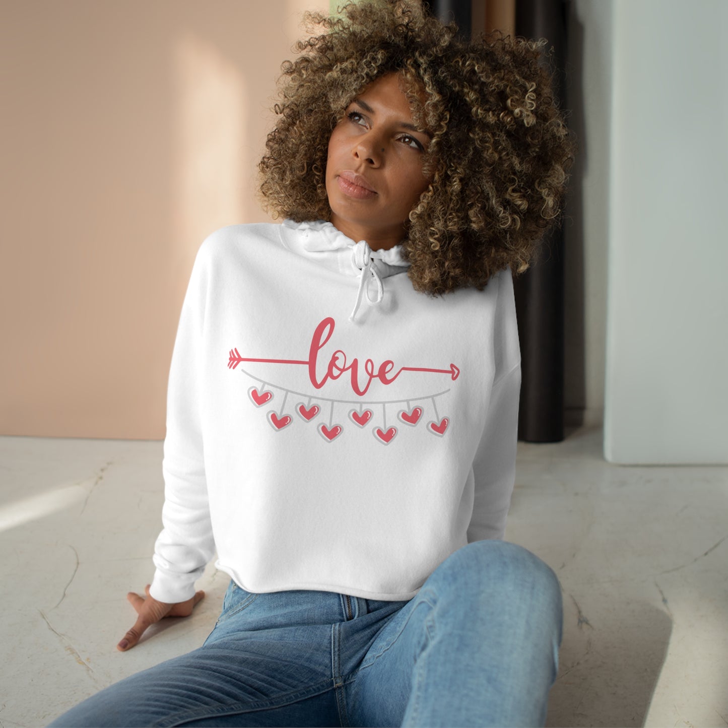 Love & Hearts Cropped Hoodie (Available In Other Colors)