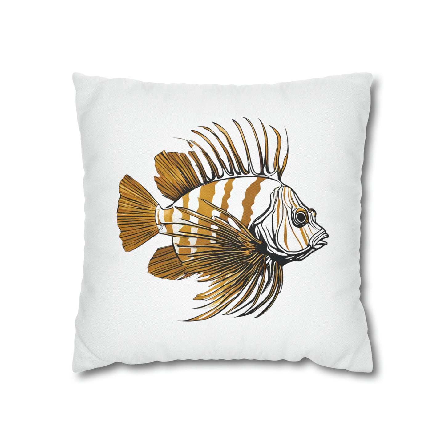 Gold And White Lionfish Decorative Throw Pillow Cover