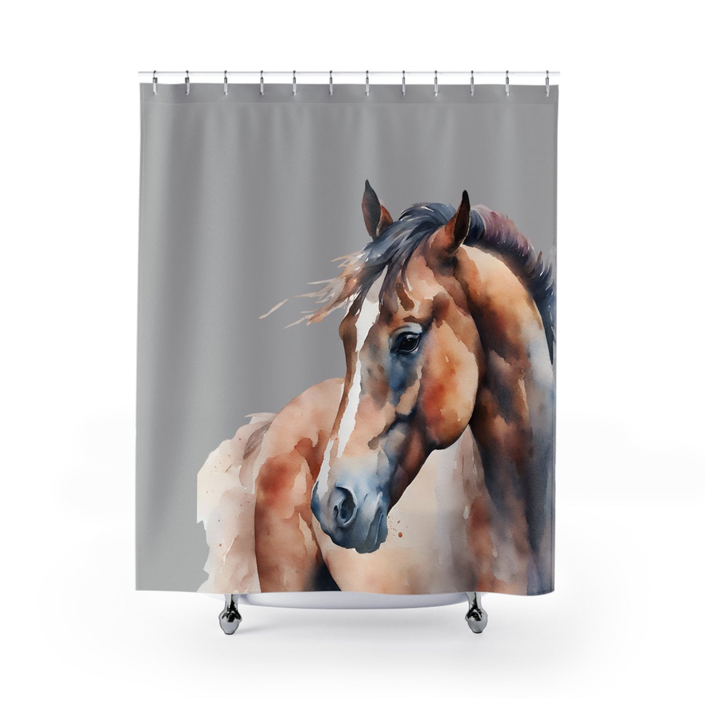 Beautiful Watercolor Horse In Grey Shower Curtain