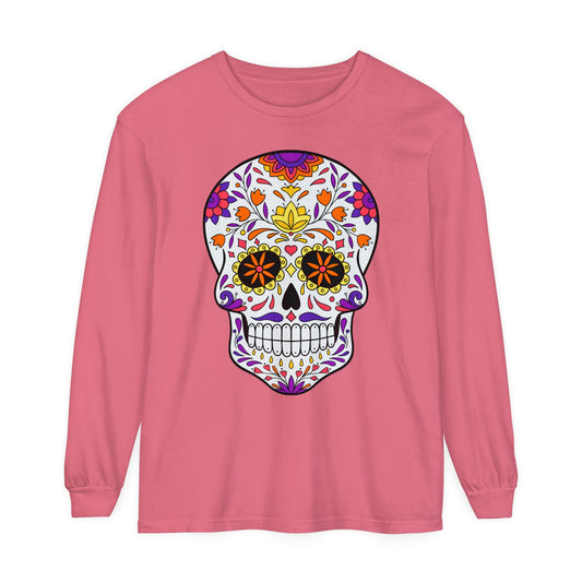 Day Of The Dead Skull Long Sleeve T-Shirt (Available In Other Colors)