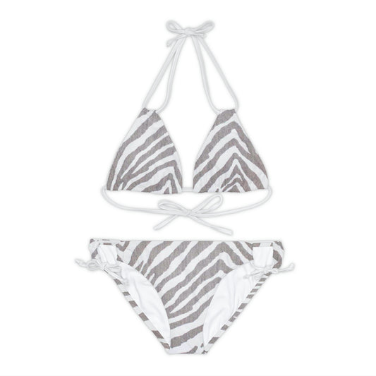 Grey & White Zebra Print Bikini Set