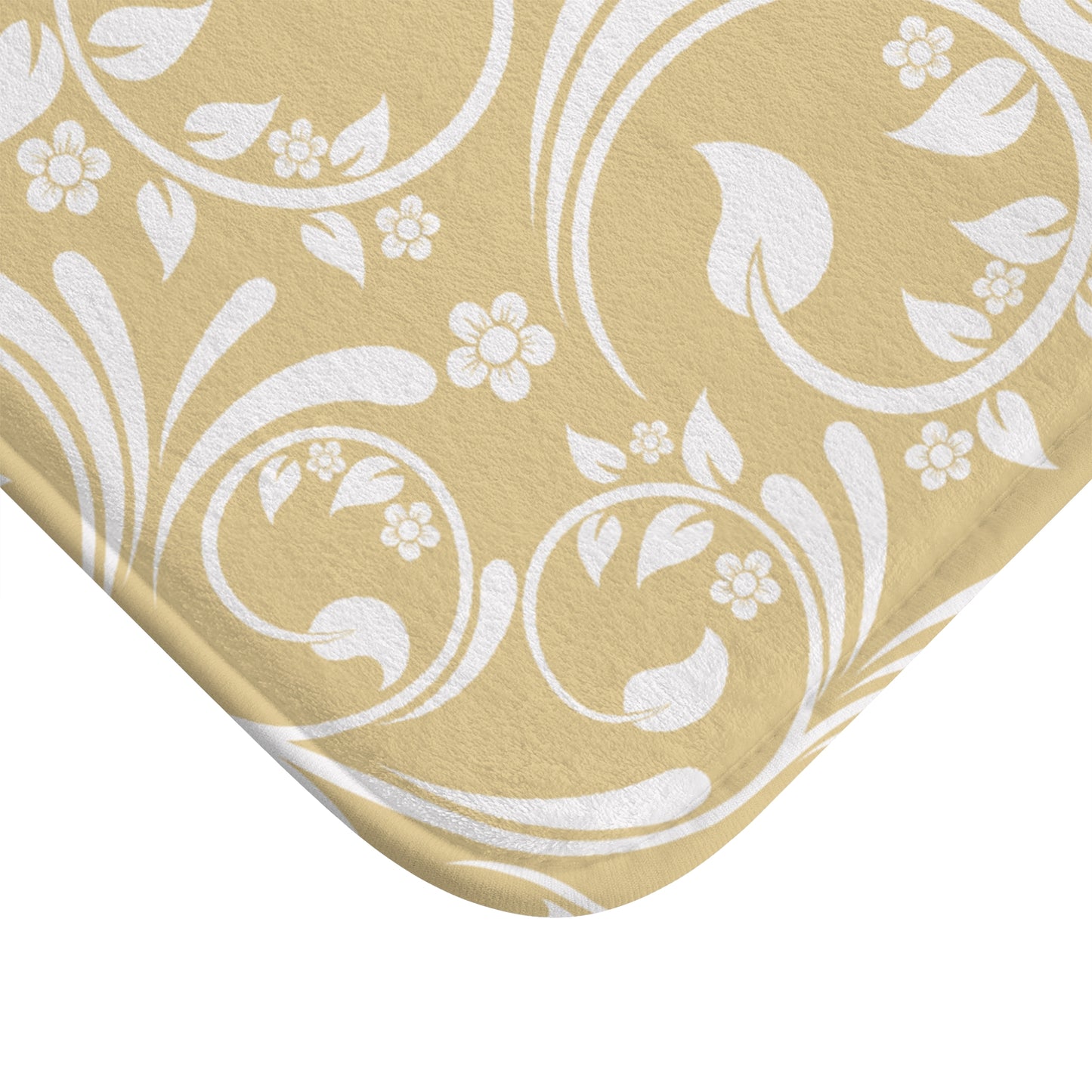 Gold And Cream Ornate Vine Floral Bath Mat