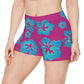 Hot Pink & Blue Hawaiian Flowers Cutie Booty Shorts
