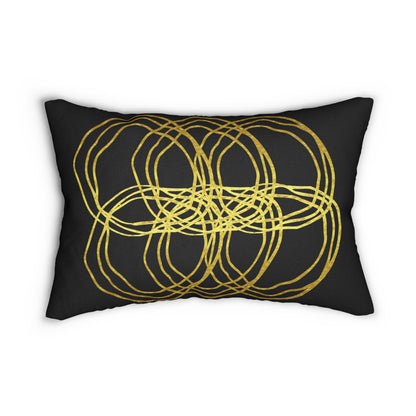 Black And Gold Modern Abstract Lumbar Pillow