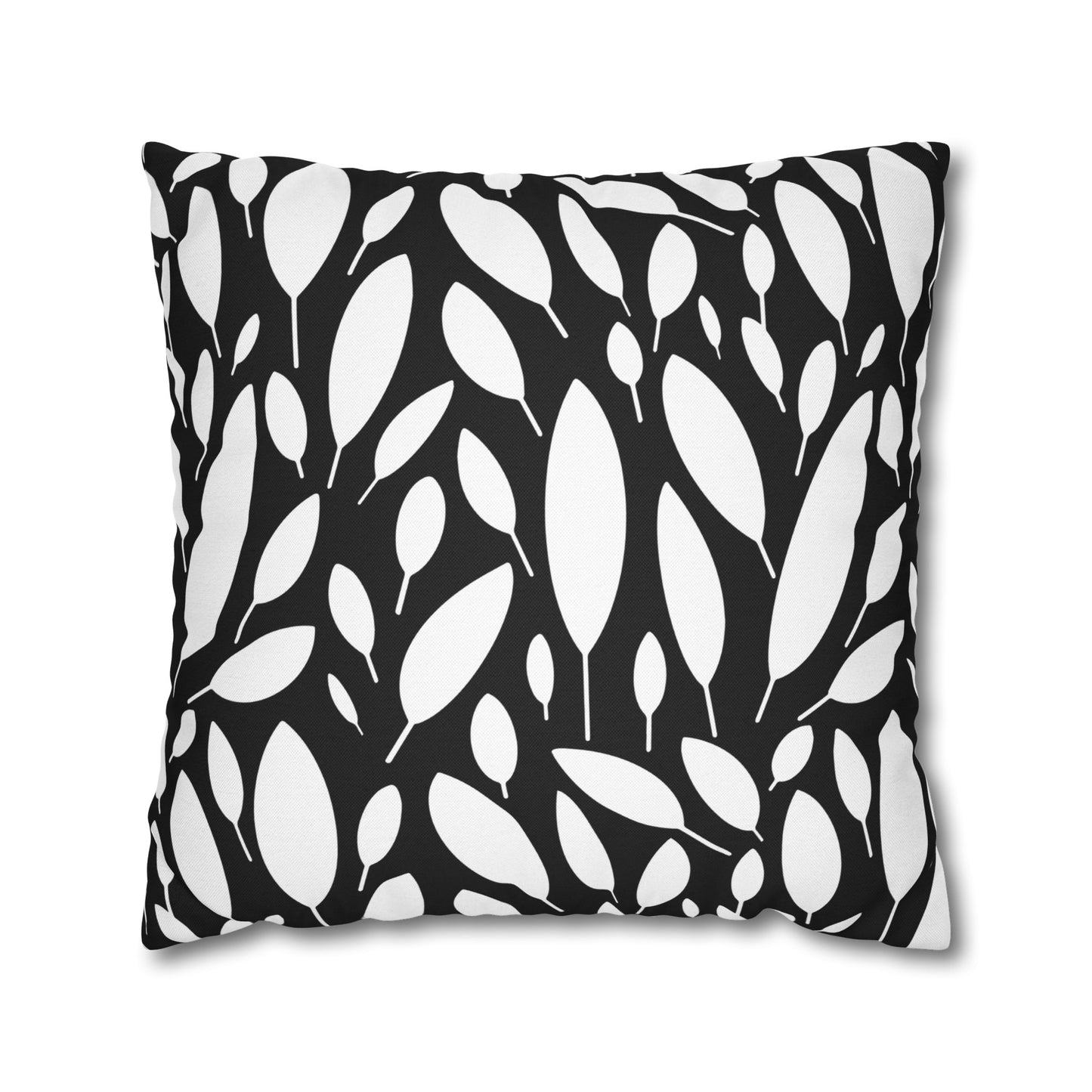 Black And White Modern Leaf Throw Pillow Cover