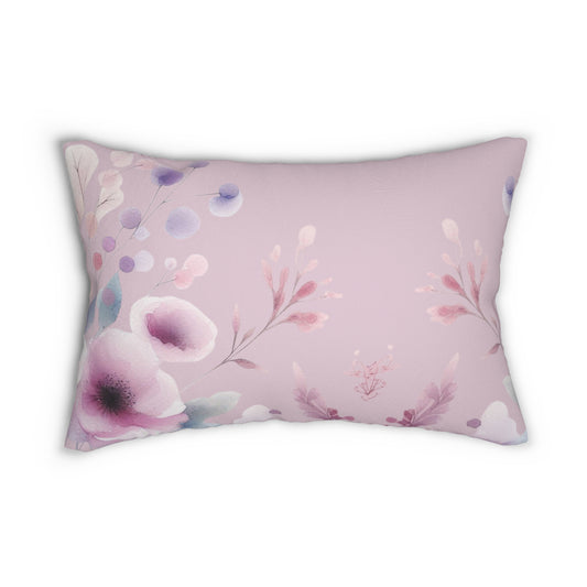 Purple Pastel Floral Lumbar Pillow