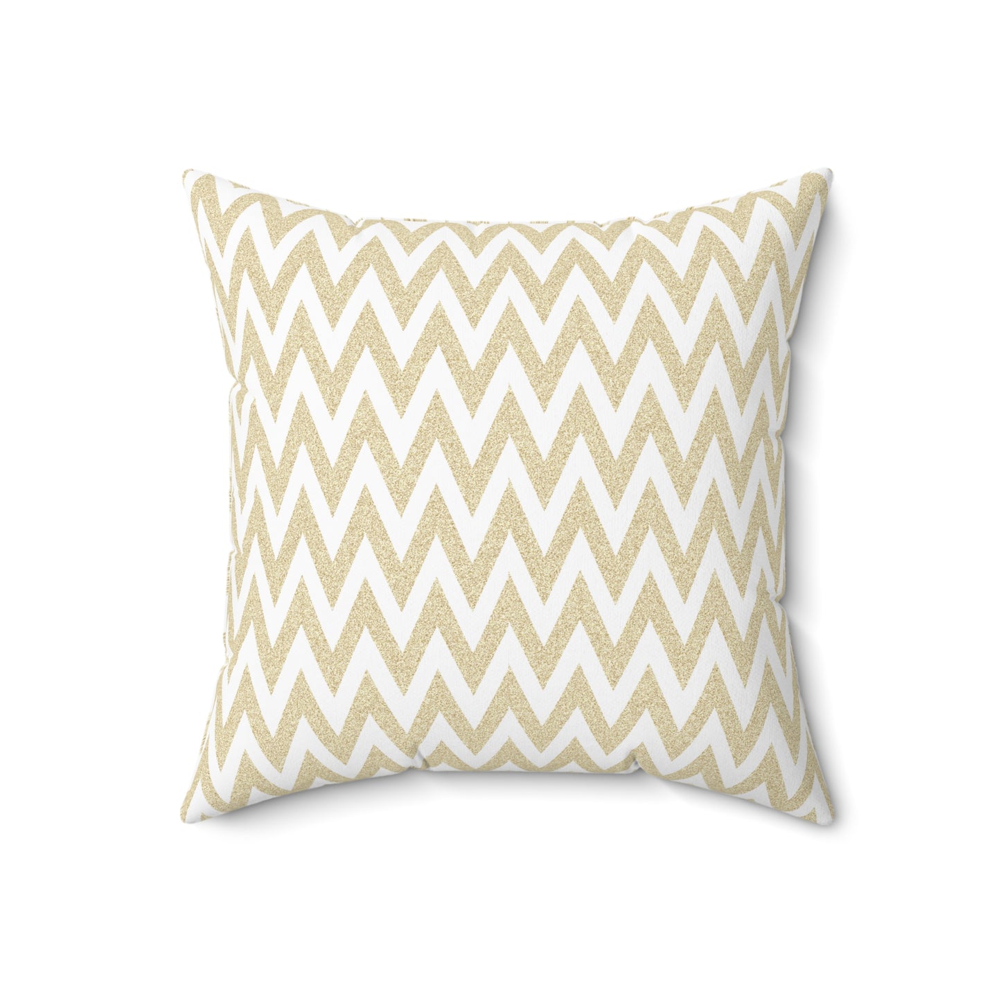 Gold And White Zig-Zag Chevron Decorative Throw Pillow