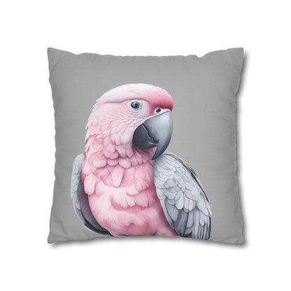Peek-A-Boo Parrot In Grey Throw Pillow Cover