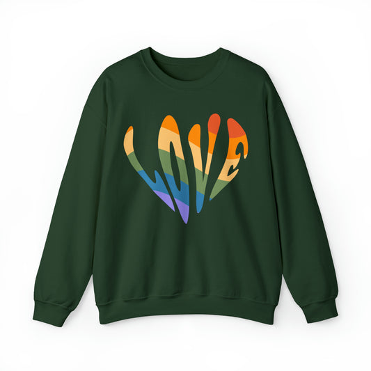 Retro Hippie Style, LOVE, Heavy Blend™ Crewneck Sweatshirt (Available In Other Colors)