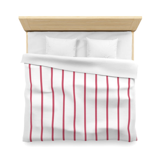 Vertical Pink Stripe In White Duvet Cover