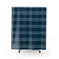 Navy And Moody Blue Broad Striped Shower Curtain